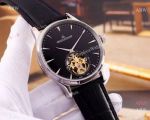 Copy Jaeger LeCoultre Tourbillon Watch Stainless Steel Case Black Dial